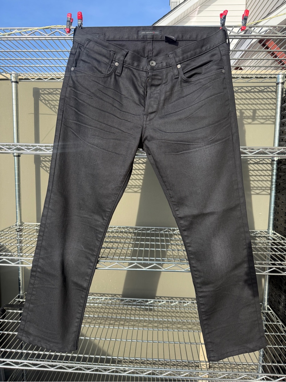 John Varvatos USA Black Coated Stretch Jeans 32RG Slim